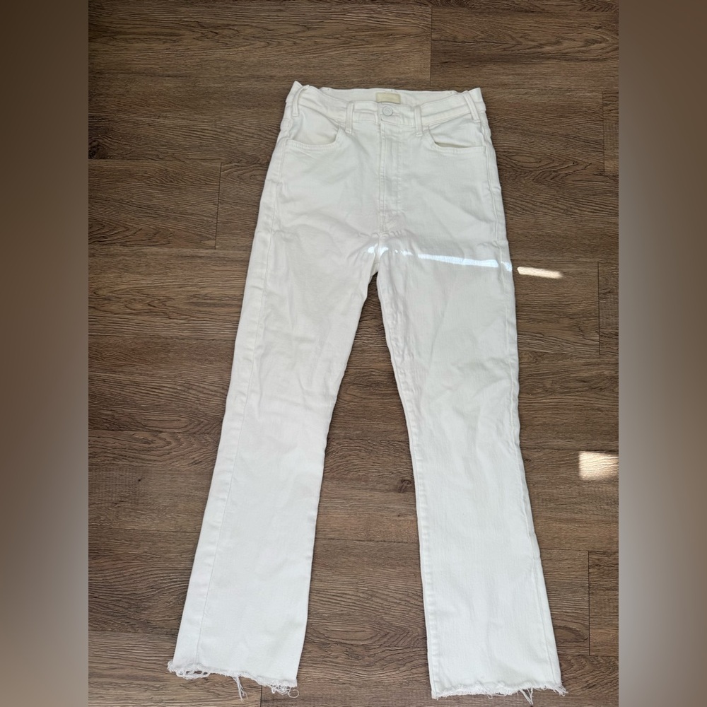 MOTHER Women's Cream Straight Leg Jeans